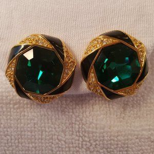 Emerald Green Clip On Earrings